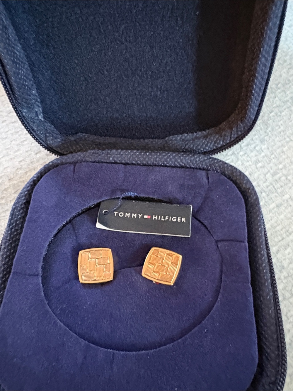 Tommy Hilfiger Gold-Tone Woven Square Cufflinks
